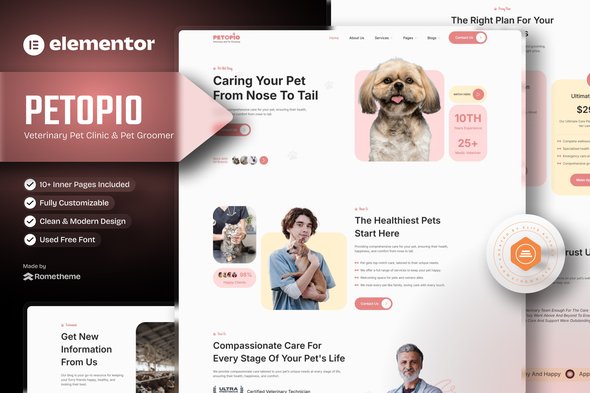 Petopio - Pet Grooming & Vetenary Elementor Template Kit