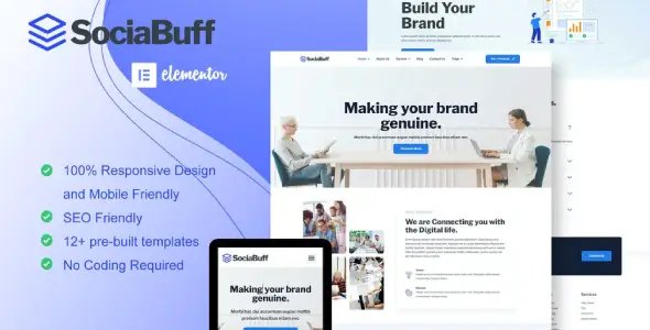 SociaBuff – Social Media & Digital Agency Elementor Template Kit