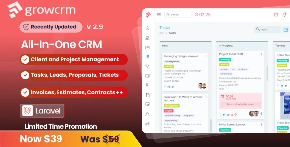 Grow CRM – Laravel Project Management