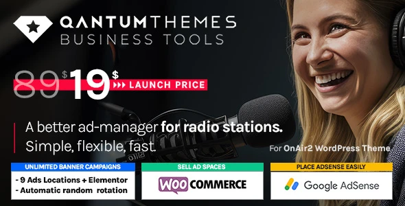 Business Tools Ad Manager for OnAir2 WordPress – Monetize Your Radio Station with Ease